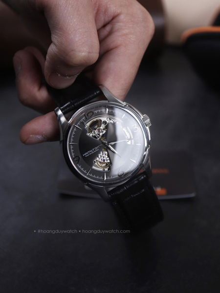 Đồng Hồ Nam Hamilton Jazzmaster H32565735 - Vỏ Trắng , Mặt Đen , Dây Đen - 40MM USED