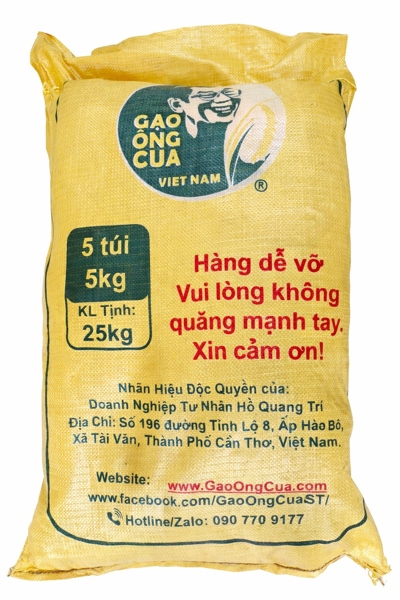 Gạo Ông Cua ST25 Lúa -Tôm (25kg=5túi 5kg)-có tem mã QR code-quét icheck chống hàng giả