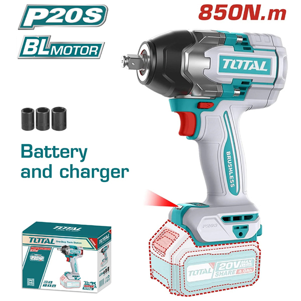 THÂN MÁY Máy siết buloong không chổi than dùng pin 20V (không kèm pin sạc) TOTAL TIWLI20851