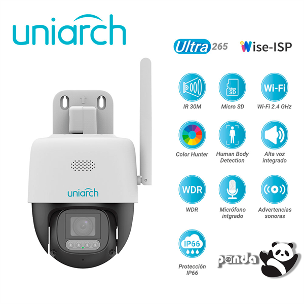 Camera IP Wifi quay quét UNV Uniarch UHO-P3C-M5F4 5MP (có míc, có loa, công nghệ AI tái tạo mầu đêm Wise-IPS)