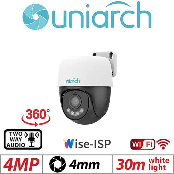 Camera IP Wifi quay quét UNV Uniarch UHO- P2C‑M4F4 4MP (có loa, có míc, công nghệ mầu đêm ko led wise-ips, SD 512 Mb)