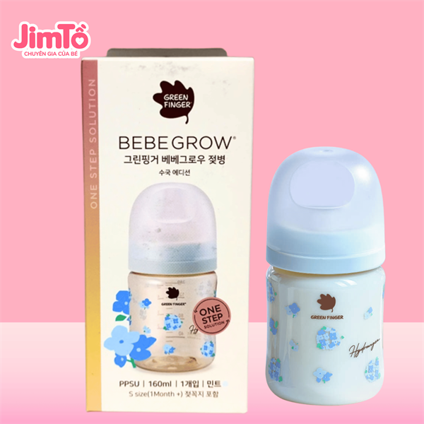 Bình sữa BebeGrow Green Finger PPSU 160ml Hoa Hydrangea size S (1M+)
