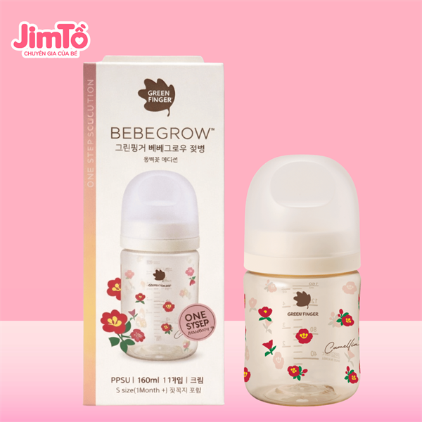 Bình sữa BebeGrow Green Finger PPSU 160ml Hoa Camellia size S (1M+)