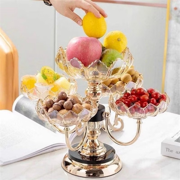 ( Hình Hoa Viền Răng ) Set Đựng Mứt 5 Nhánh Cao Cấp Thủy Tinh Xoay 360 ( Thùng 12 )