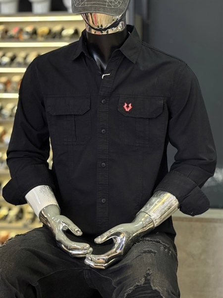 SM TD-QC- DSKN 2 túi vuông -Đen thêu sói đỏ