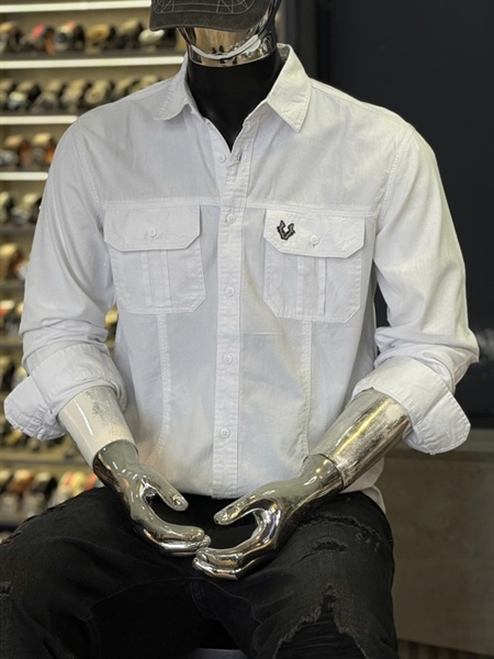 SM TD-QC- DSKN 2 túi vuông -Trắng thêu sói Xám đen