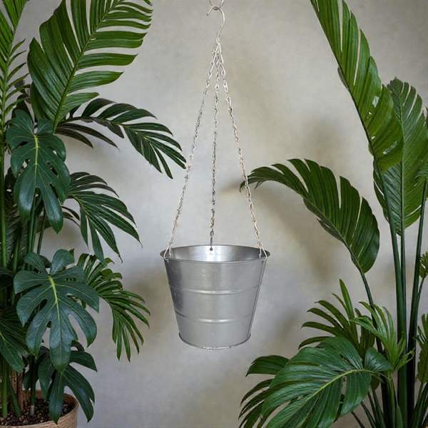 Chậu tôn treo dây xích decor 21.5x21.5h16/55 đ14