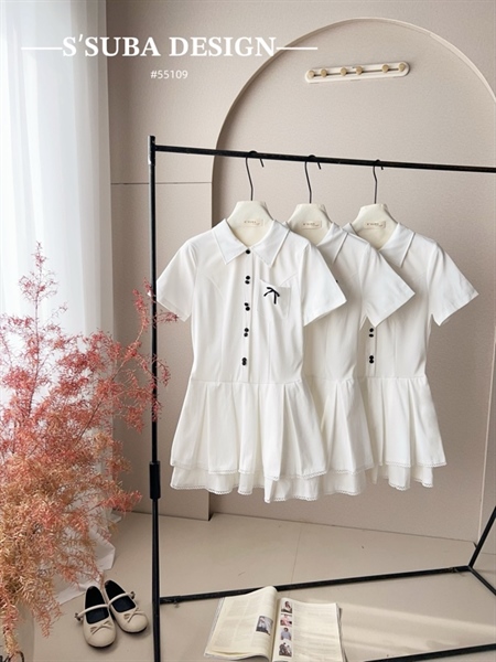 Set váy thô giãn ren gấu 55109