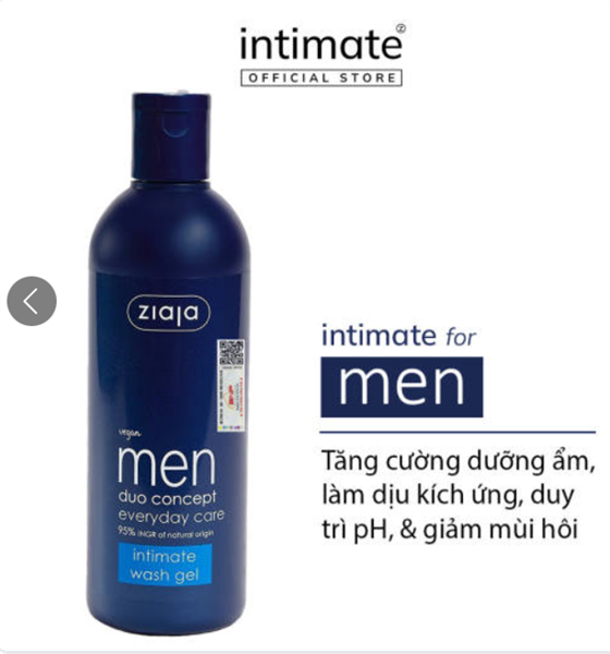 Gel vệ sinh Intimate dành cho Nam giới (ZIAJA MEN DUO CONCEPT EVERYDAY CARE INTIMATE WASH GEL) 300ml - Bắc Ninh