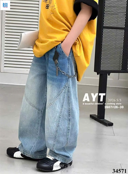 34571- Quần jeans xanh loang