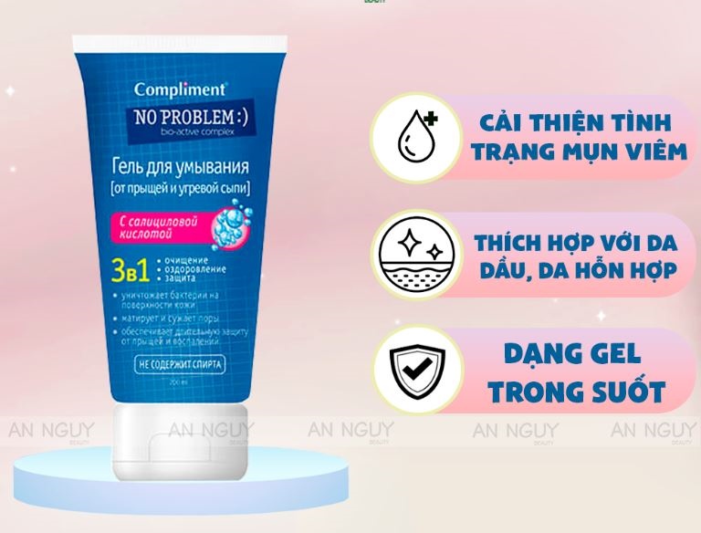 Gel Rửa Mặt Compliment 3 In 1 BHA Ngừa Mụn Kiềm Dầu (Nga) 200ml