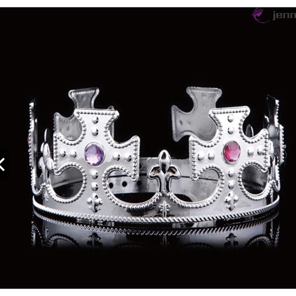 Vương miện sinh nhật nhựa đính đá cho nam mẫu màu trắng