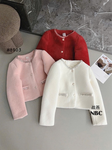 Khoác lông cổ cườm 8903