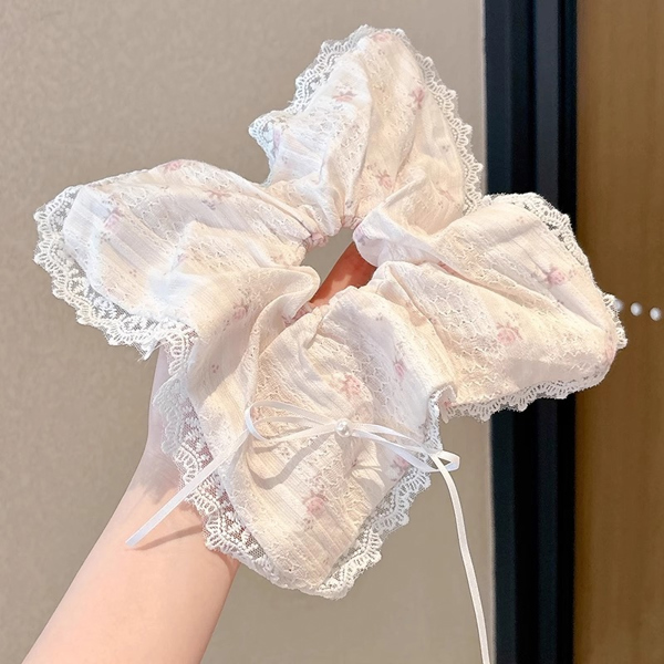Dây scrunchies buộc tóc vuông ren hoa nhí