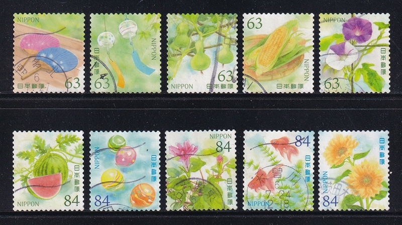 Bộ 10 Tem Bưu Chính Nhật Bản - Chào Hè | Japan - Summer Greetings 63 & 84yen 2024 G354-355 (10) | Used/CTO