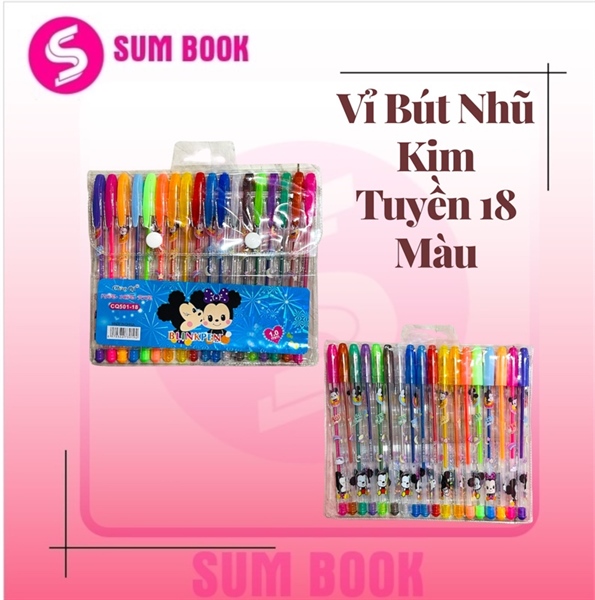 Vỉ Bút Nhũ Kim Tuyền 18 Màu