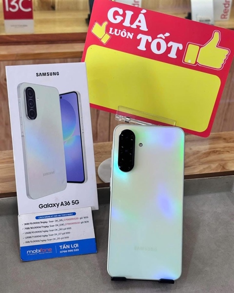 DT Samsung A36 - 5G ram 8 bộ nhớ 128 màu xanh (đầu sạc zin + dự phòng 20.000 + tai bluetooth)