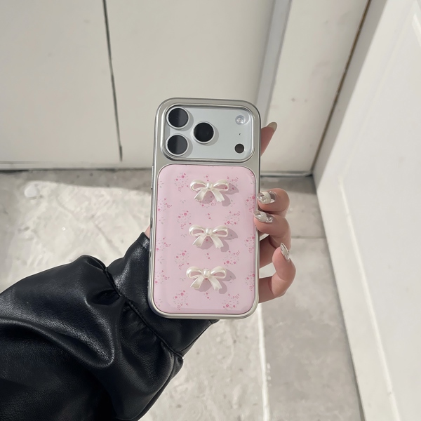 Case Hồng Hoa Nơ Trắng Nổi - 14PROMAX