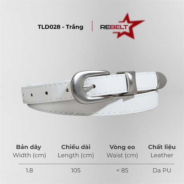 Thắt lưng nữ bản nhỏ y2k da cao cấp kiểu Hàn Quốc bản 1.8cm (Hỗ trợ cắt, bấm lỗ dây nịt) TLD028 - Thắt Lưng Giá Tốt - Đen