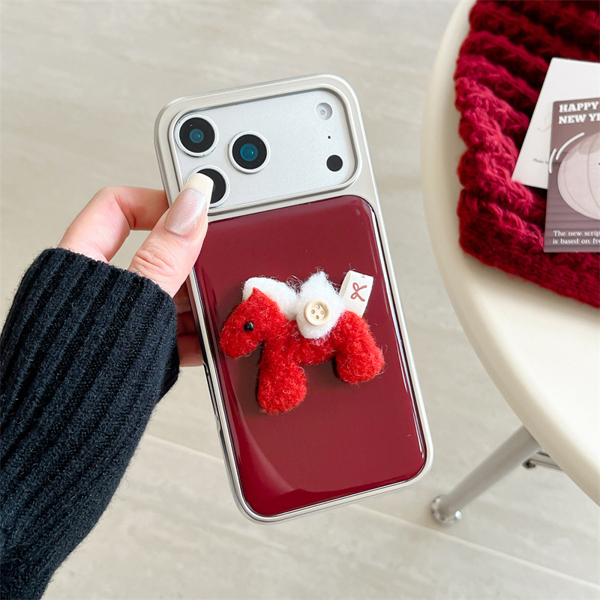 Case Đỏ Ngựa Bông Nổi Viền Bạc - 17PRO