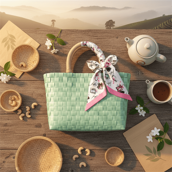 Túi cói khăn lụa size 20x25cm