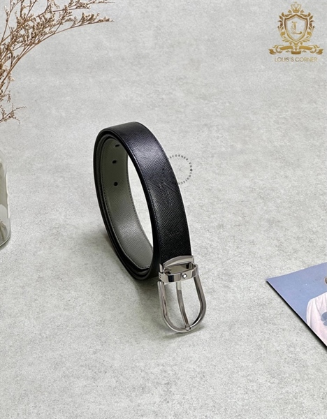 Belt Montblanc horseshoe shiny medgrey/black 3.0