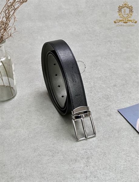 Belt Montblanc everyday shiny medgrey/black safiano 3.0
