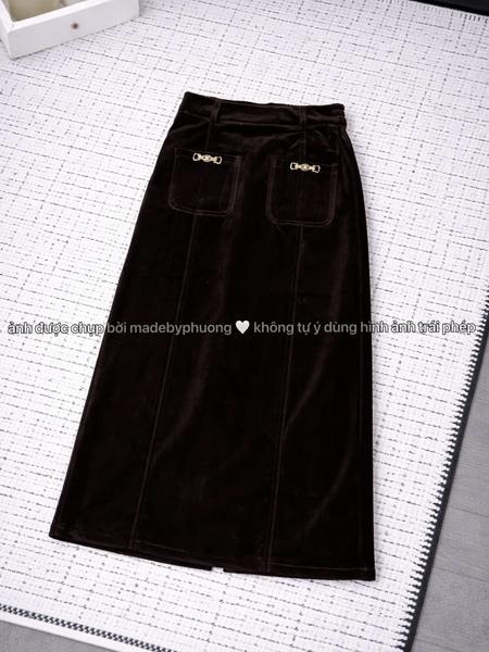 CV nhung QCCC dáng suông 2 túi dán ( lưng co dãn) C224