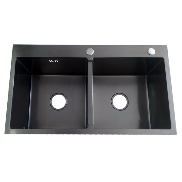 Chậu chén Kazta C8245D 2 hộc đen (I)