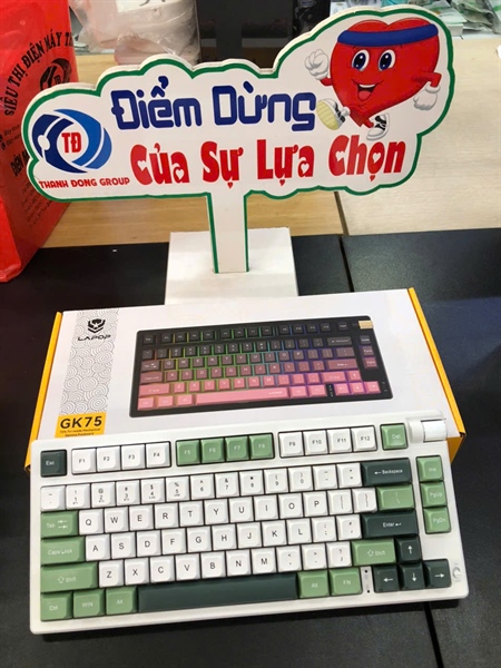 Bàn phím cơ không dây Bluetooth LAPTOP GK75 White Green