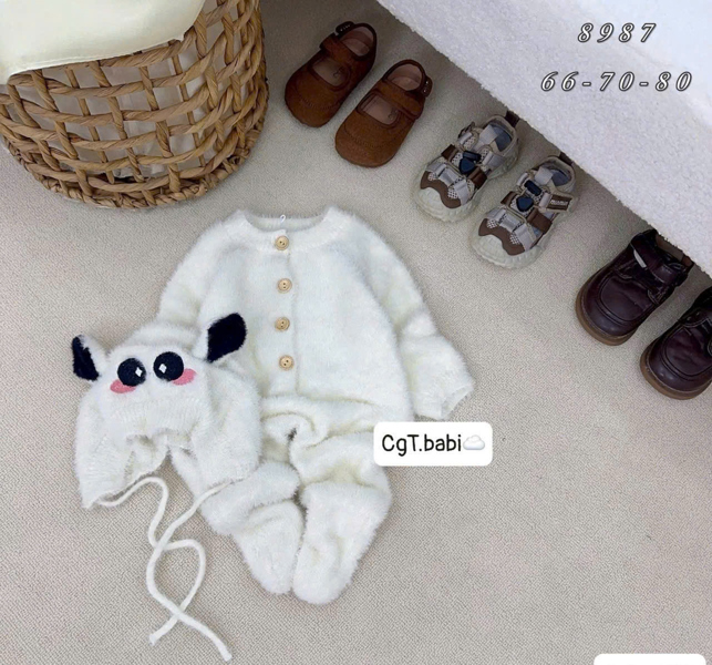 Body lông kèm mũ tai thú 8987