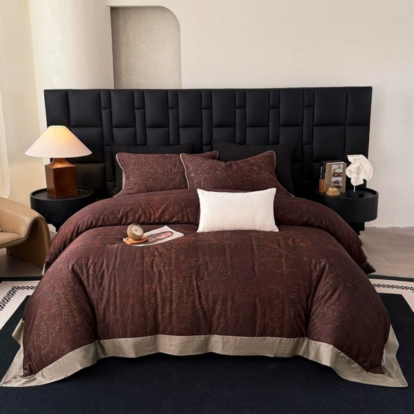 Bộ ga Chần Vip "Cẩm niên đỏ" | Cotton Tencel 100S - Chần full - LX10.04