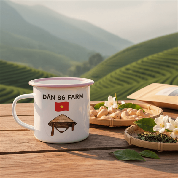 Ly sắt tráng men Trắng nón lá