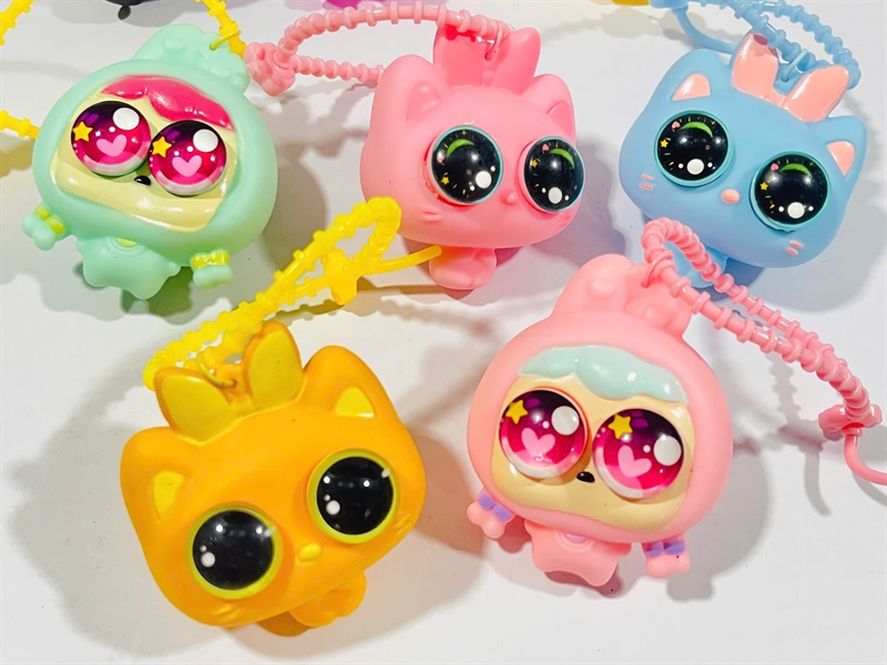 Móc mochi MẮT ƯỚT LONG LANH & MÈO NƠ, bóp lồi
