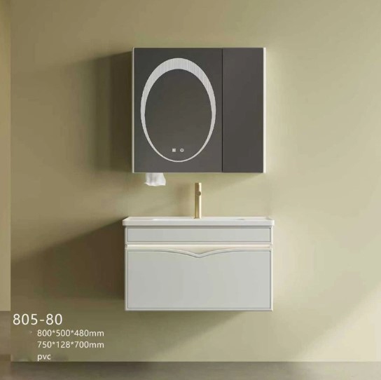 Bộ Tủ Chậu Lavabo 805 PVC Chống Nước 100% – Giải Pháp Gọn Gàng Cho Phòng Tắm