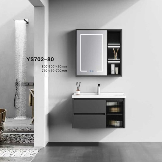 Bộ Tủ Chậu Lavabo 702 Màu Ghi – Nhựa PVC Nguyên Sinh Cao Cấp, Chống Nước, Bền Đẹp