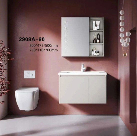 Bộ Tủ Chậu Phòng Tắm PVC YS1908A – Nhựa PVC Tái Chế Chống Nước, Cánh Kim Loại