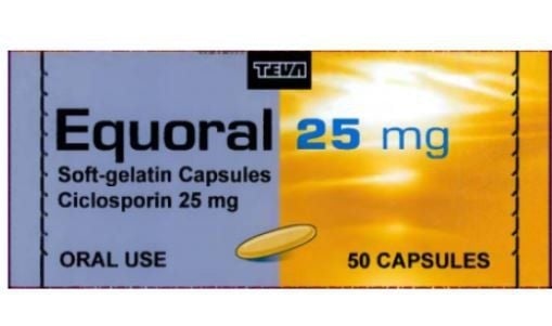 Thuốc Equoral 25mg Ciclosporin Phòng ngừa và điều trị phản ứng thải ghép ở bệnh nhân sau phẫu thuật ghép gan, tim, tủy xương, phổi, thận (Hộp 5 vỉ x 10 viên) - Teva