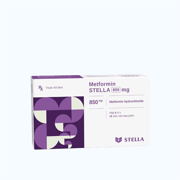 Metformin Stella 850mg (Hộp 4 vỉ x 15 viên) - Stella