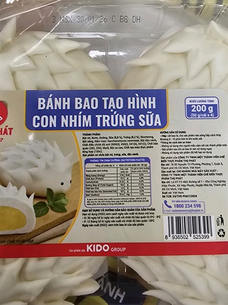 TP Bánh Bao trứng sữa tạo hình con nhím 50g