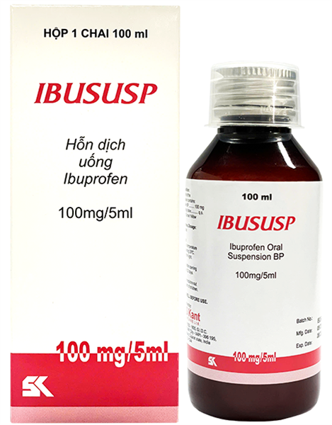 Hỗn dịnh uống Ibususp Ibuprofen 100mg/5ml (Hộp 1 chai 100ml) - SKant
