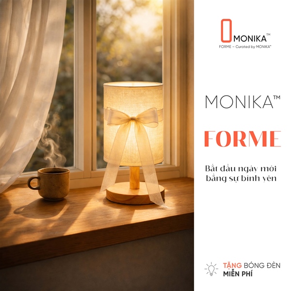 MONIKA FORME | Đèn Ngủ Để Bàn Gỗ Cao Cấp Decor Phòng Ngủ Phong Cách Bắc Âu | Tặng Kèm Bóng LED