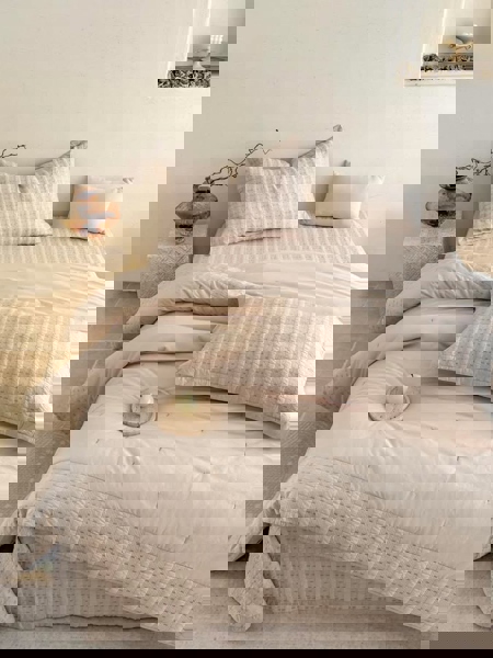 Bộ ga chần full "Y mạn" | Cotton - Vỏ chăn chần - JF16.BE - Màu Be