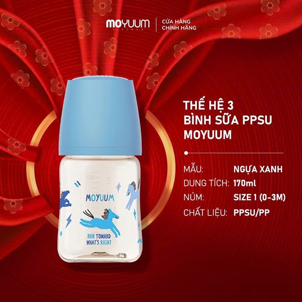 Bình sữa Moyuum PPSU Dream Pony Aqua Blue 170ml