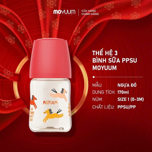 Bình sữa Moyuum PPSU Dream Pony Sun Red 170ml