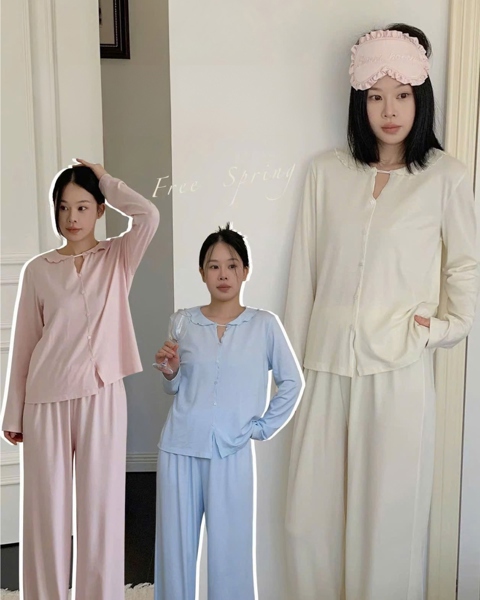 Bộ mặc nhà xuân hè DSTUDIO cotton tencel phong cách màu pastel Morandi D2668