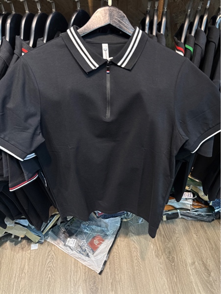 Thun Polo - Koren QC- E99905 Khóa kéo viền Bâu- ĐEN