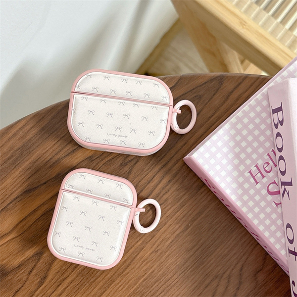 Case Airpod Viền Hồng Nơ Xám - 3