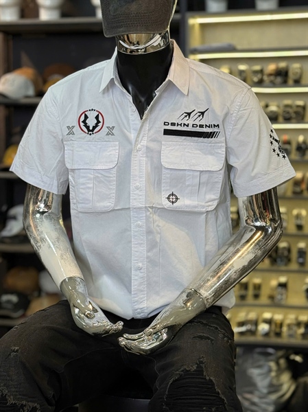 SM tay ngắn- DSKN 12-1 thêu hạm pháo sói- Trắng