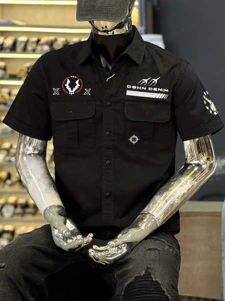 SM tay ngắn- DSKN 12-2 thêu hạm pháo sói- ĐEN